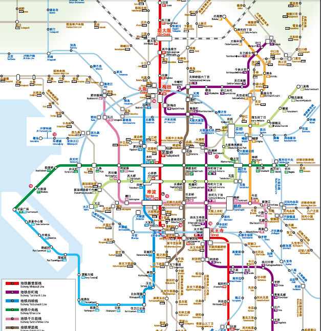 相对于大阪关西地区来说简单多了,在这里没有城市地铁只有火车jr线图片